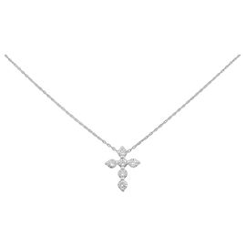Autre Marque Colar Cross Diamond em Au750 Prata
