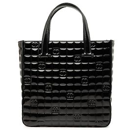 Chanel Black CC Chocolate Bar Patent Tote Black