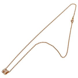 Colar pendente Hermès Mini Pop H em esmalte rosa ouro rosa Rosa Dourado