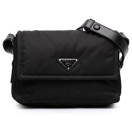 Bolsa transversal Prada Black Small Re Nylon Acolchoada Traveller Preto