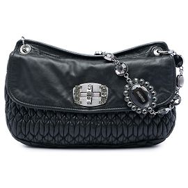 Miu Miu Bolsa transversal de nappa matelassê preta com cristais Preto