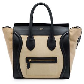 Céline Celine Beige Mini Bicolor Leather Luggage Tote Beige