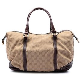 Bolsa Boston Gucci GG Canvas Horsebit Nail Bege Bege