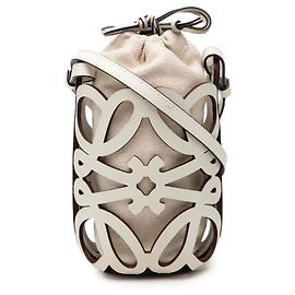 LOEWE Bolsa transversal de couro branco com recortes Anagram e bolso Branco Cru