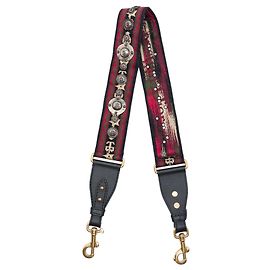 Dior Red Studded Embroidered Canvas Bag Strap Red