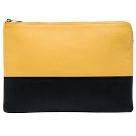 Céline Celine Yellow Bicolor Leather Solo Clutch Other Yellow
