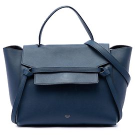 Céline Bolsa Belt Celine azul em couro de bezerro granulado mini Azul Azul escuro