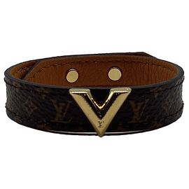 Pulseira Essential V em Canvas Revestido Castanho Louis Vuitton Marrom Vermelho