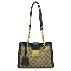 Bolsa de Ombro Gucci Padlock GG Supreme Preto Bege