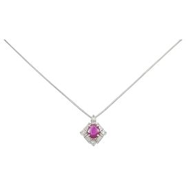 Autre Marque Colar de platina, rubi e diamantes Prata