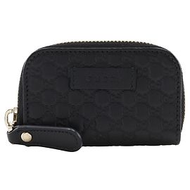 Gucci GG Micro Shima Leather Coin Case Black