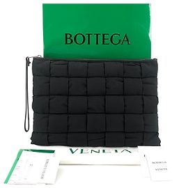 Bottega Veneta Clutch Cassette com alça plana Large Preto