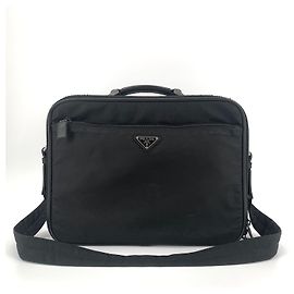 Prada Valigetta e Tote Bag in Re-Nylon con Logo Triangolare, Borsa a Spalla Nero