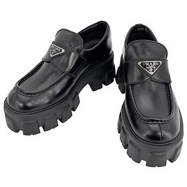 Prada Monolith Brushed Loafer Black