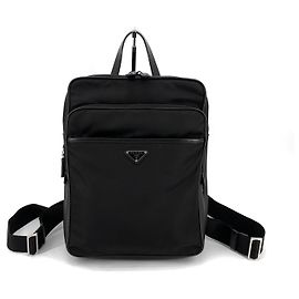 Prada Sac à dos Re-Nylon Saffiano avec logo Triangle Noir
