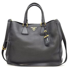 Prada Borsa Tote Vitello Daino a Spalla Nera Nero