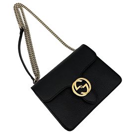 Gucci Pequena bolsa de ombro com corrente entrelaçada Preto