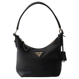 Prada Borsa Hobo a tracolla nera Nero