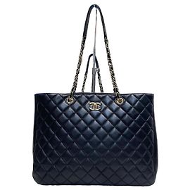 Chanel Sac Cabas Timeless Shopper Black Gold Noir