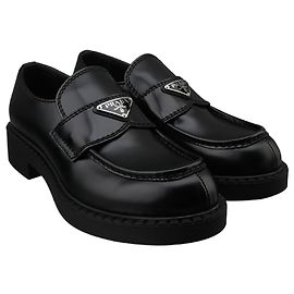 Prada Men's Brushed Leather Loafers Black Black
