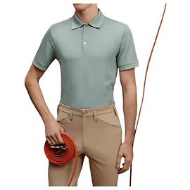 Hermès Technisches Kurzarm-Poloshirt für Herren Grün