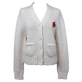 Céline Cardigan de cashmere e seda Branco