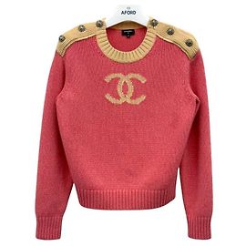 Chanel Cashmere-Strickpullover mit CC-Logo Rot