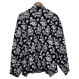 Balenciaga Pull en maille à fleurs en mélange de laine à col montant Multicolore