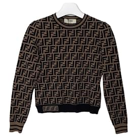 Fendi Monogramm-Jacquardstrick Braun