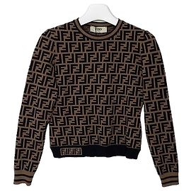 Fendi Maille jacquard monogramme Marron