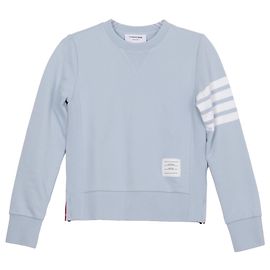 Thom Browne Sudadera de algodón de cuello redondo a rayas Azul claro pastel Azul