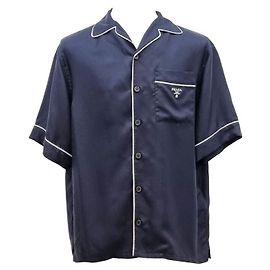Prada Silk Twill Bowling Shirt Black Black