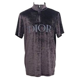 Dior Technical Logo Samt T-Shirt mit kurzen Ärmeln Mehrfarben