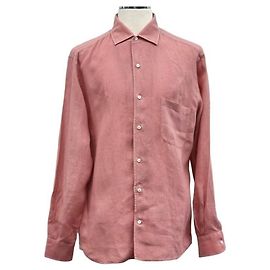 Loro Piana Camisa de cuello de algodón Roja