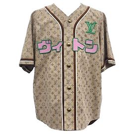 Louis Vuitton Unbenutztes Baseballhemd aus Leder Orange