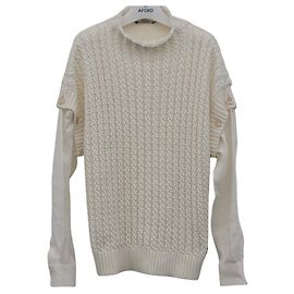Fendi Mehrlagiger Baumwollstrickpullover Weiß
