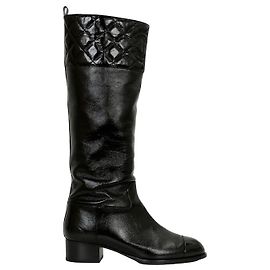 Chanel Quilted Long Boots Black