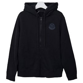Moncler Giacca con cappuccio e zip con patch logo non utilizzato Taglia Black Nero