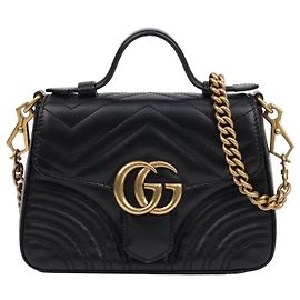Gucci GG Marmont Mini Top Handle Bag Black Black