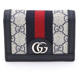 Gucci Ophidia GG Supreme Card Case Wallet Blue