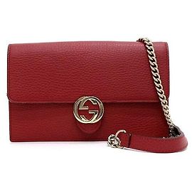 Gucci Borsa a tracolla Mini Flap con Interlocking GG e catena Rosso