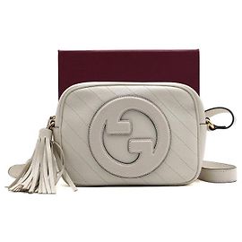 Gucci Pequena bolsa de ombro e transversal Blondie Round Interlocking em couro marfim Branco
