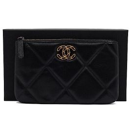 Chanel Clutch Pouch Small in Pelle di Vitello Nera Nero