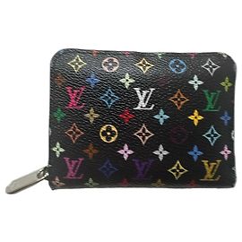 Louis Vuitton Murakami Multicolore Zip-Around Wallet Black Multiple colors