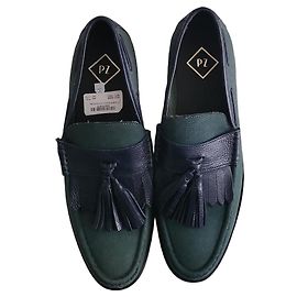 Autre Marque Mocassini Pal Zileri in tela e pelle blu navy con nappe Blu Verde