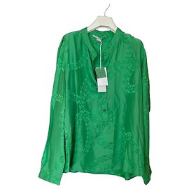 Stella Mc Cartney Stella McCartney Camicetta in seta verde con stampa a catena Verde