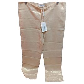 Max Mara Pantalon Large en Lin Doré Doré