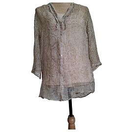 Gerard Darel Blusa de seda con estampado de serpiente