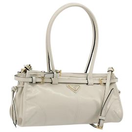 Bolsa de Ombro PRADA Bonnie Medium de Couro 2way Branco Tom Dourado Auth yk20648SAM Branco Outro