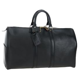 LOUIS VUITTON Epi Keepall 45 Boston Bag Black M42972 LV Auth 191864V Noir